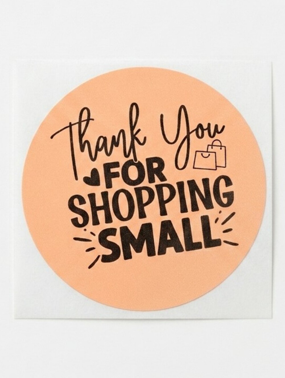 3/$15 50pcs Shipping Supplies  Peachy Orange 2" Thank You for Shopping Small